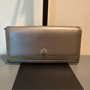 Coach Elegant Metallic Gray Leather Wallet